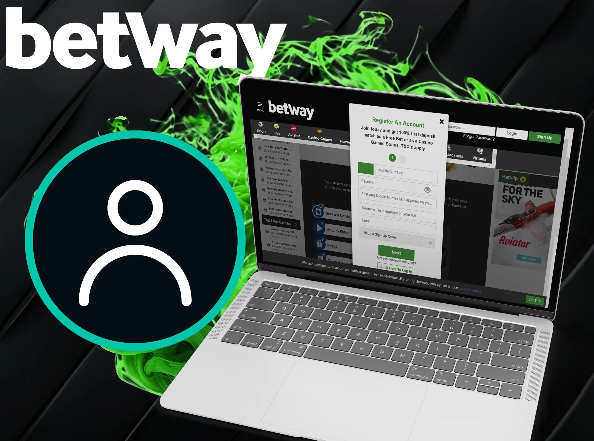 Follow these steps to register at Betway.
