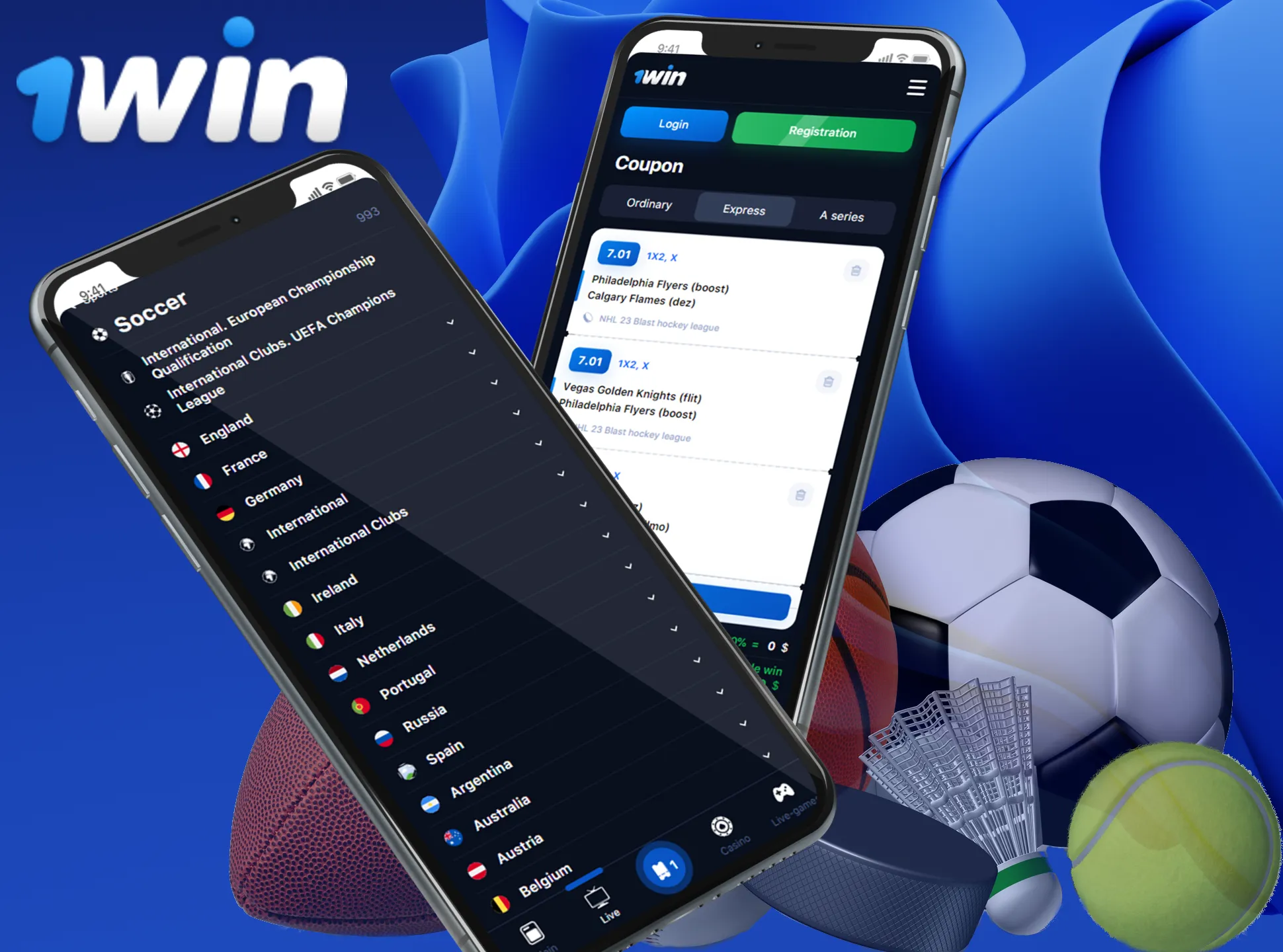 You will find lots of different sports to bet on in the 1win app.