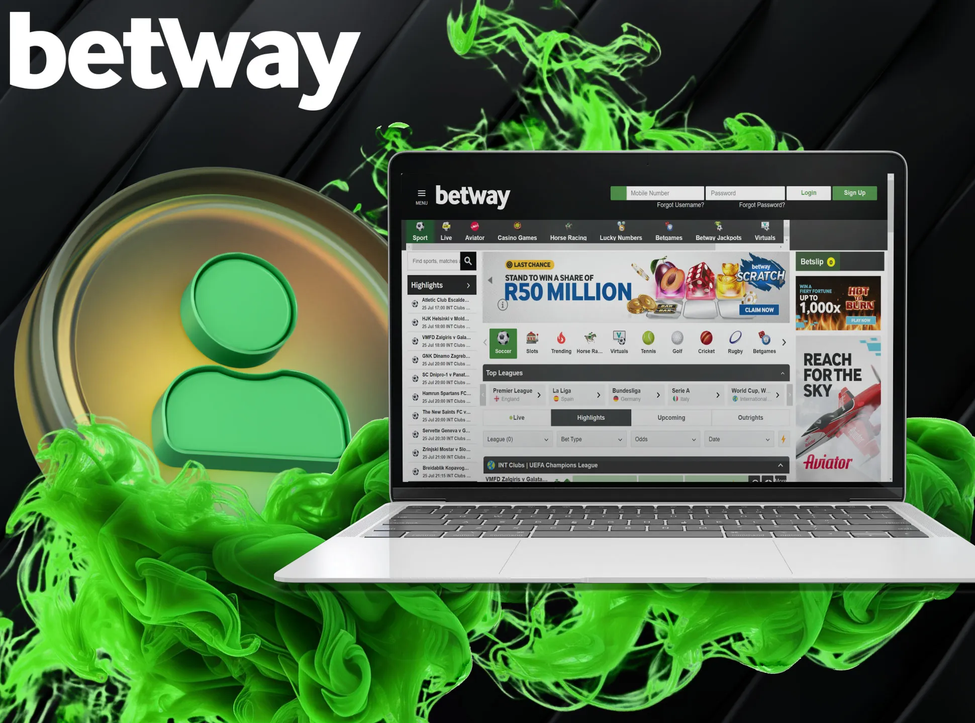 You can log in to your Betway account using your username and a password.