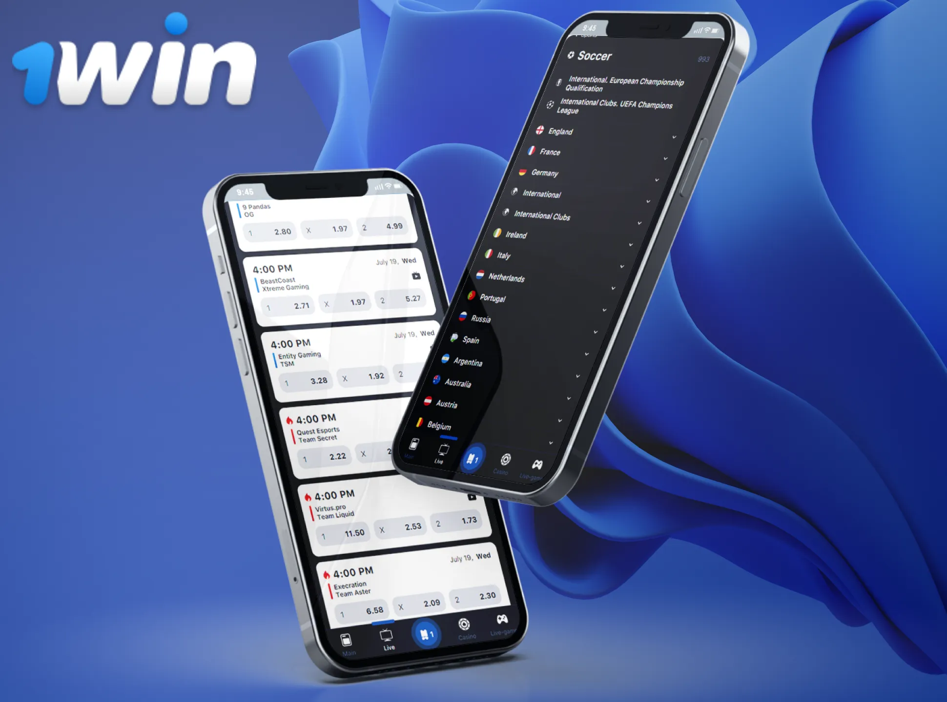 1win app has all the features of the website.