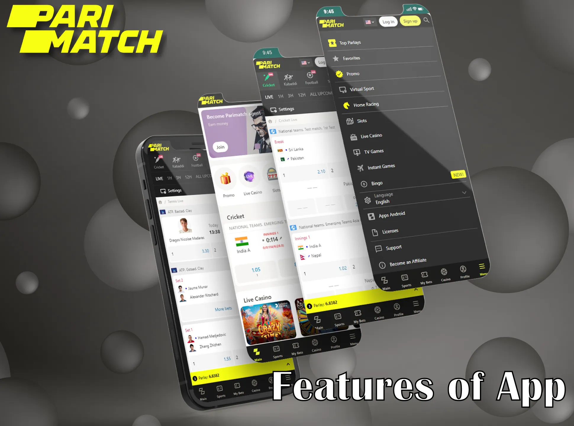 The Parimatch app has all the features for profitable and pleasant gaming.