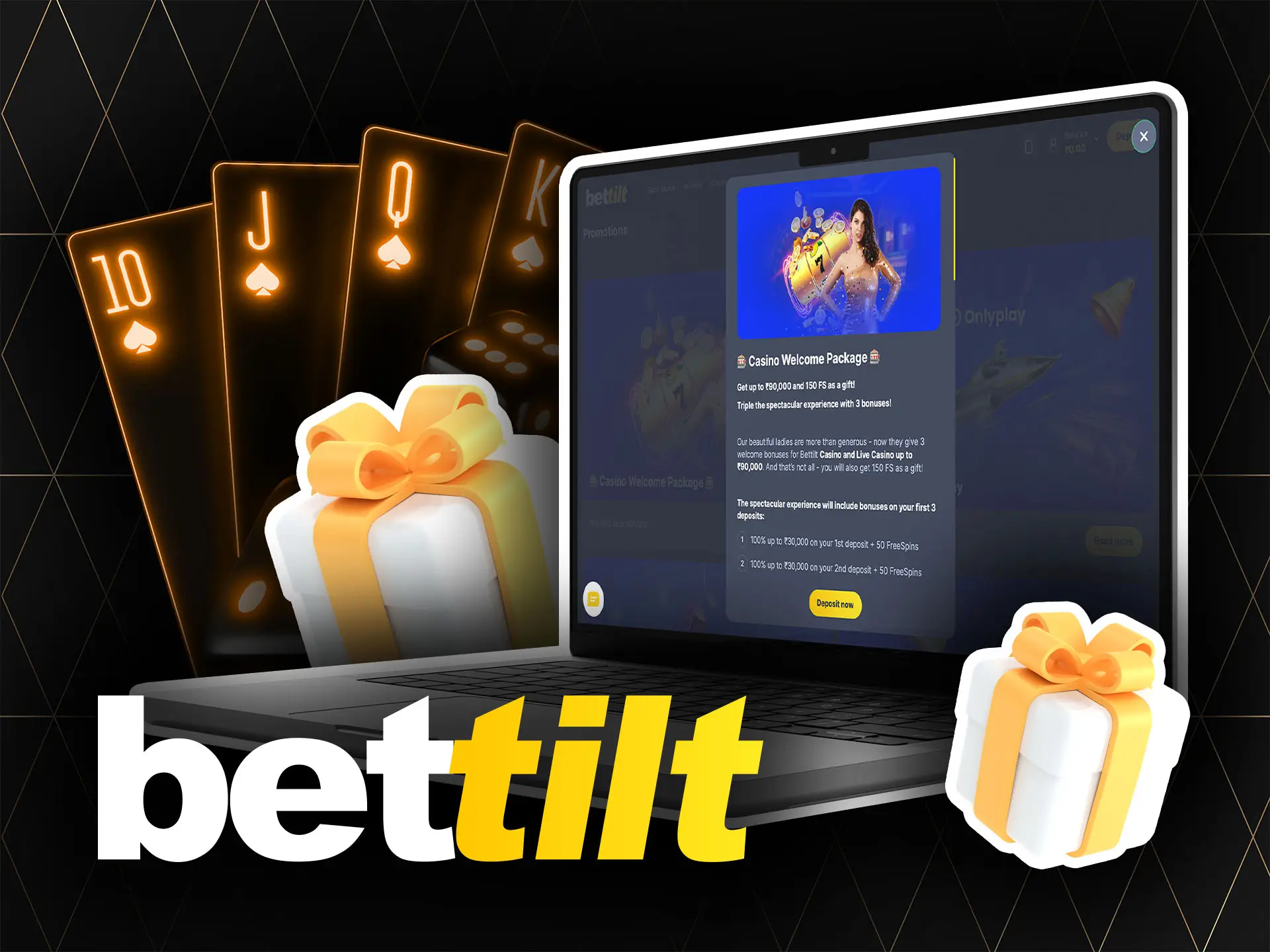 Get a 100% bonus after your first deposit and spend it on the casino games.
