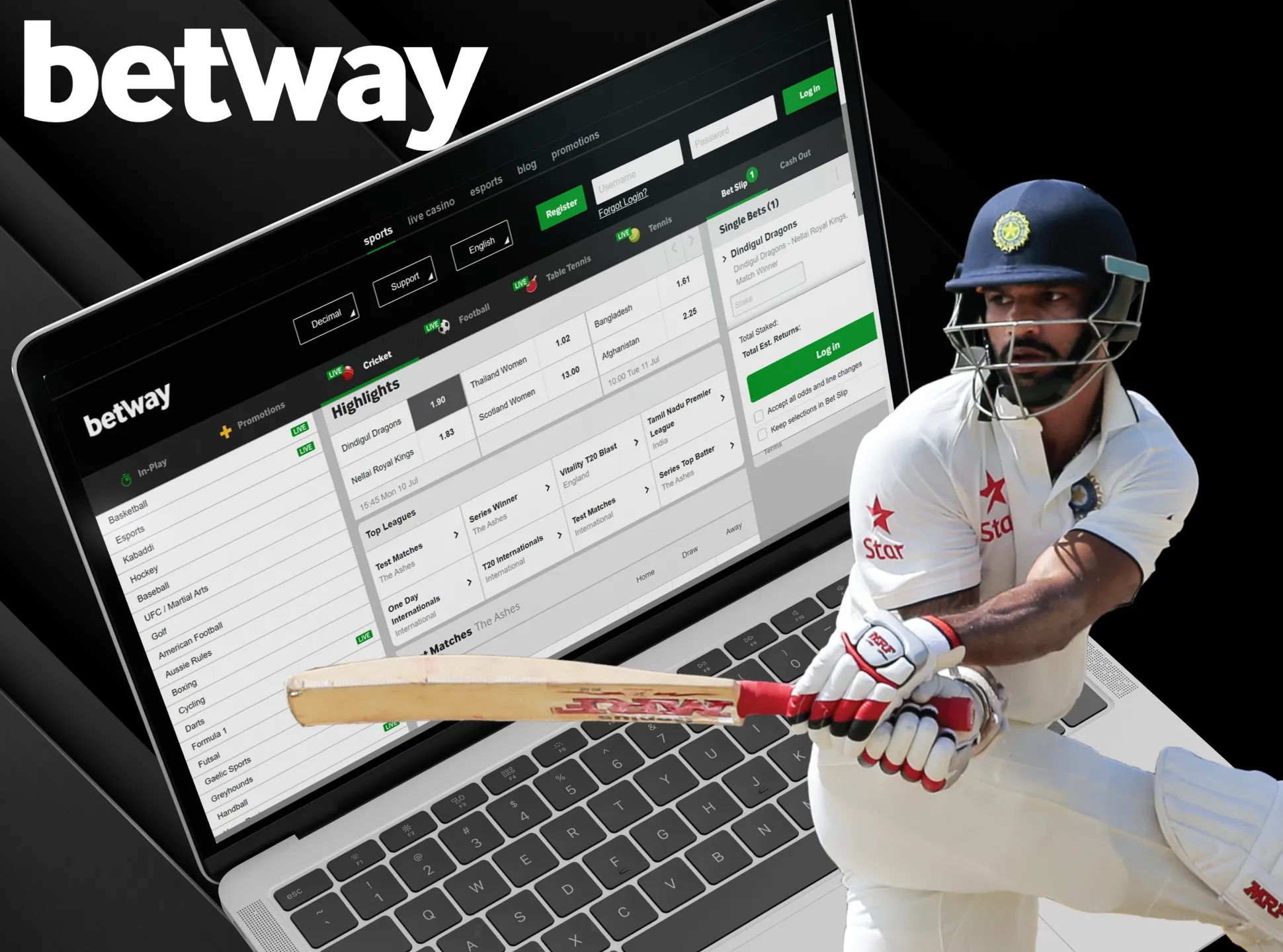 Bet on your favorite cricket teams with Betway.