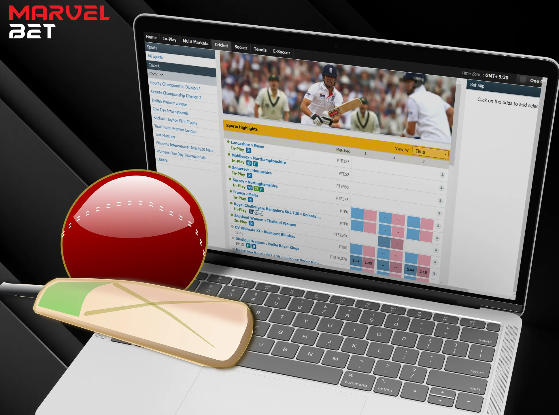 With Marvelbet, bet on any cricket competition.
