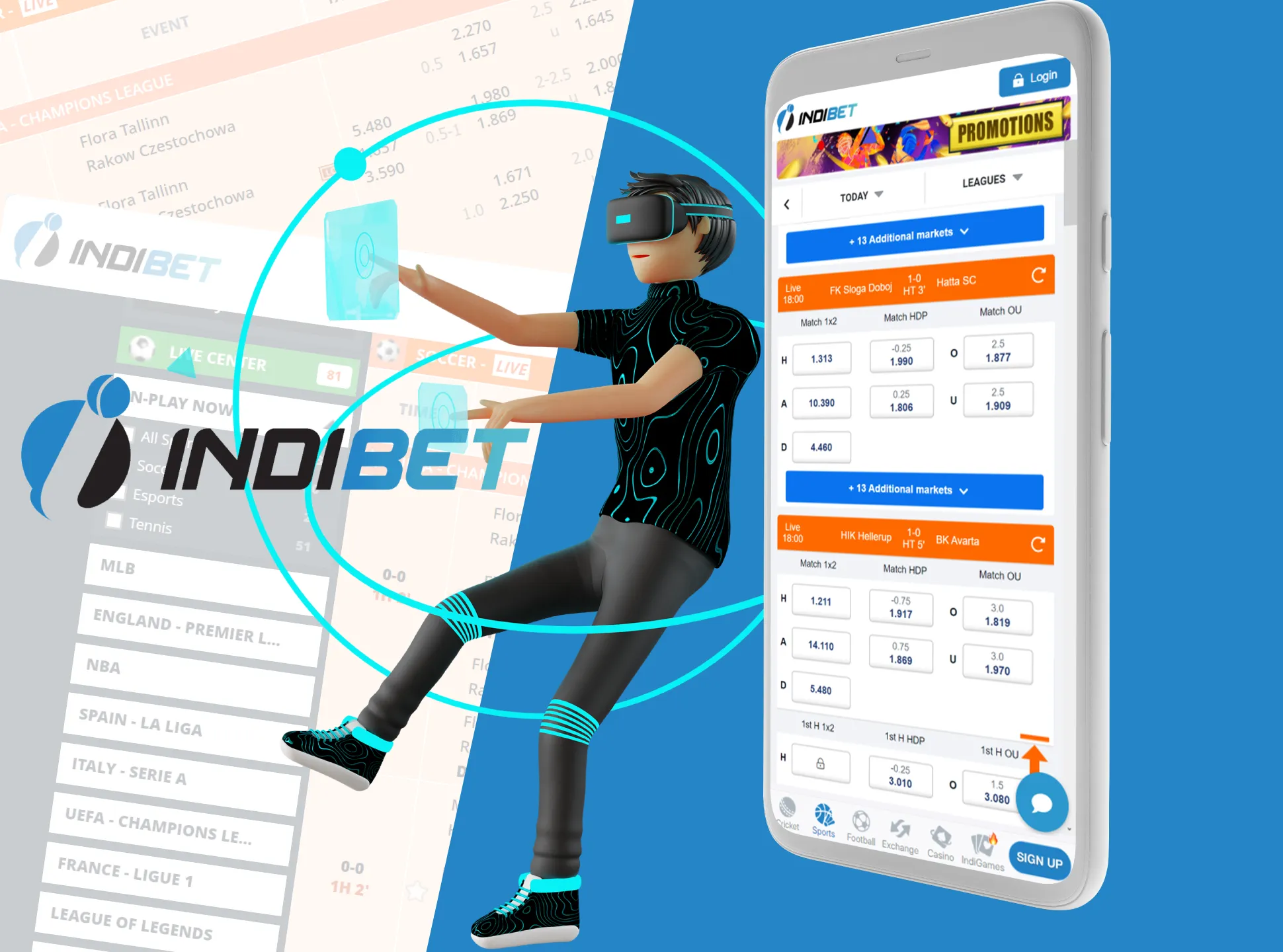 Bet on the most exotic virtual sports in the Indibet app.