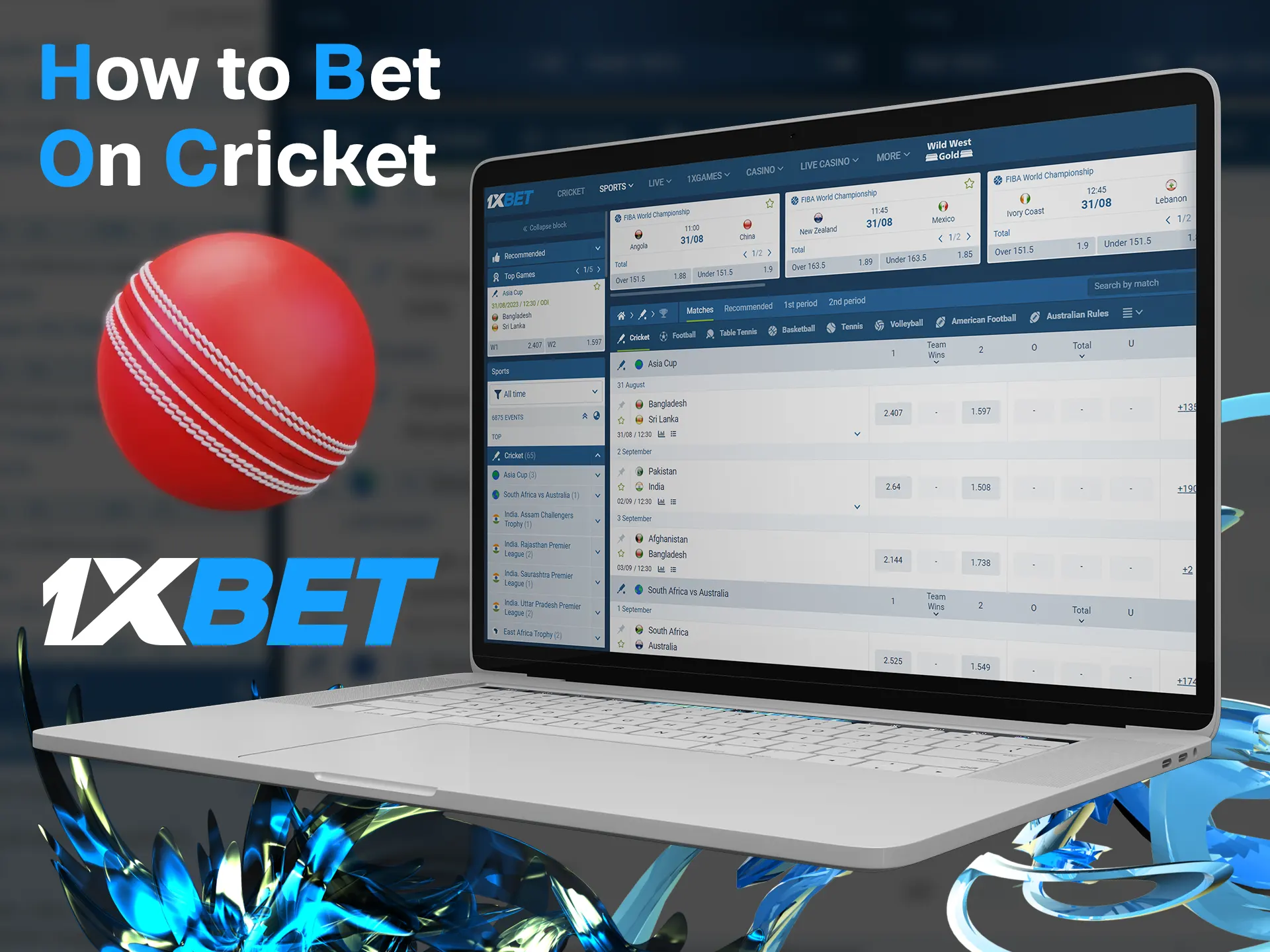 Bet on the cricket matches on the special 1xbet page.