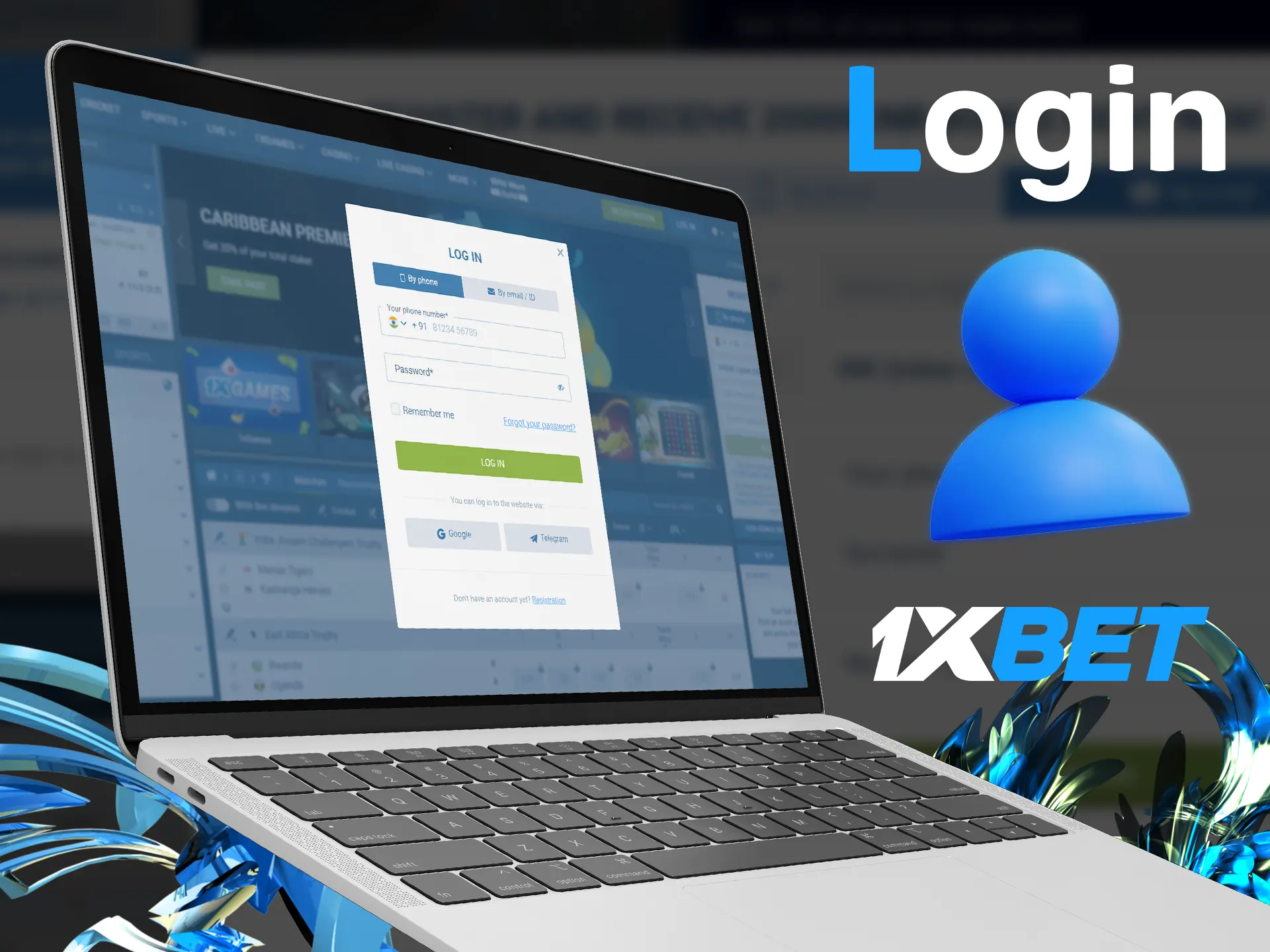 Log in on the 1xbet website using your account.