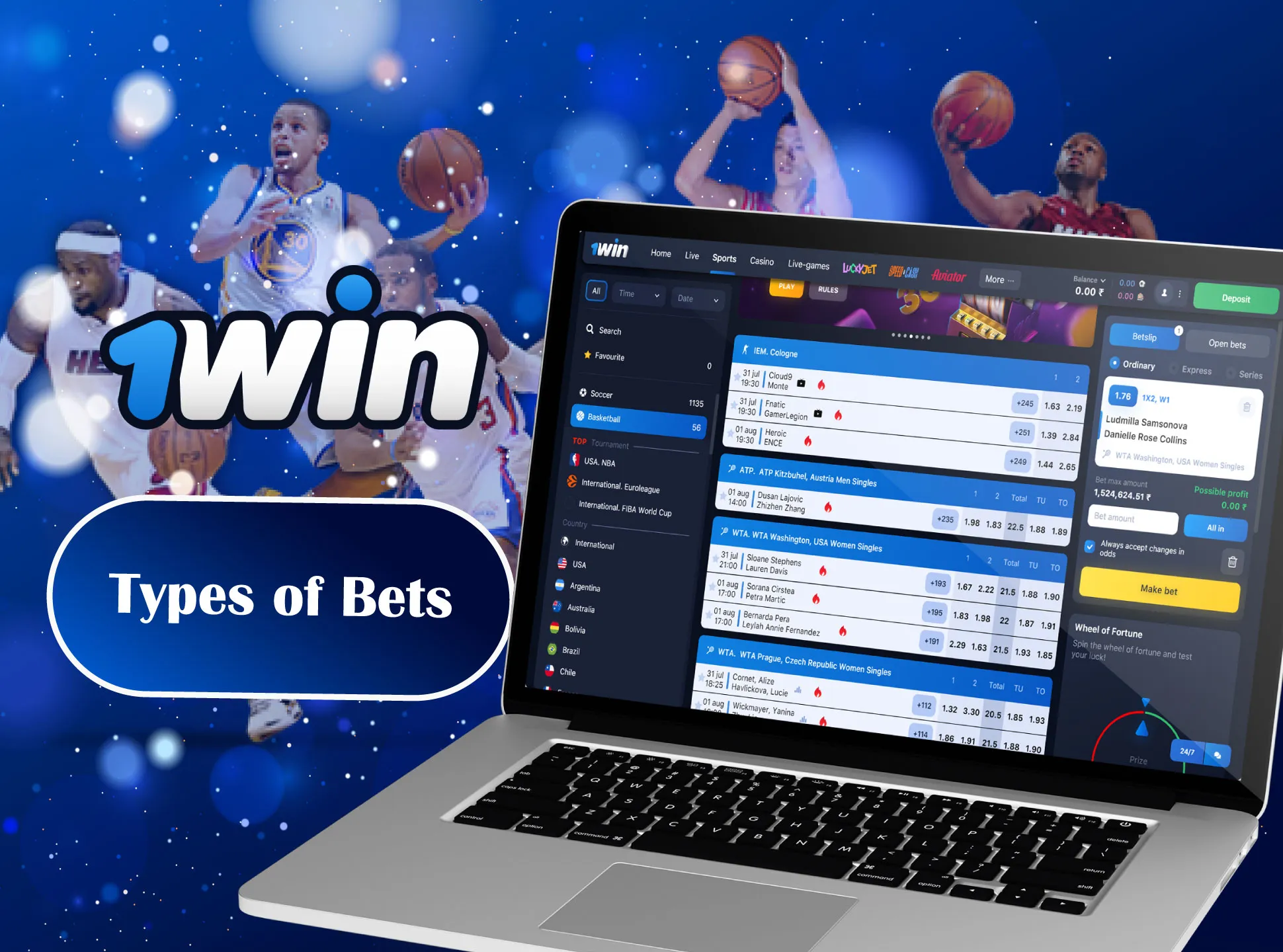 There are four types of bets on the 1win site.