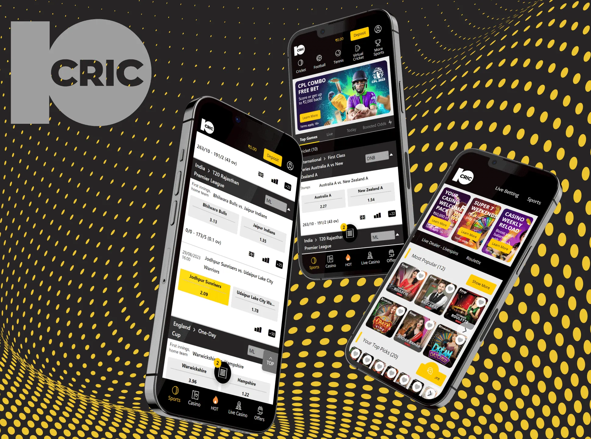 Download the 10cric app to bet easily and whenever you want.