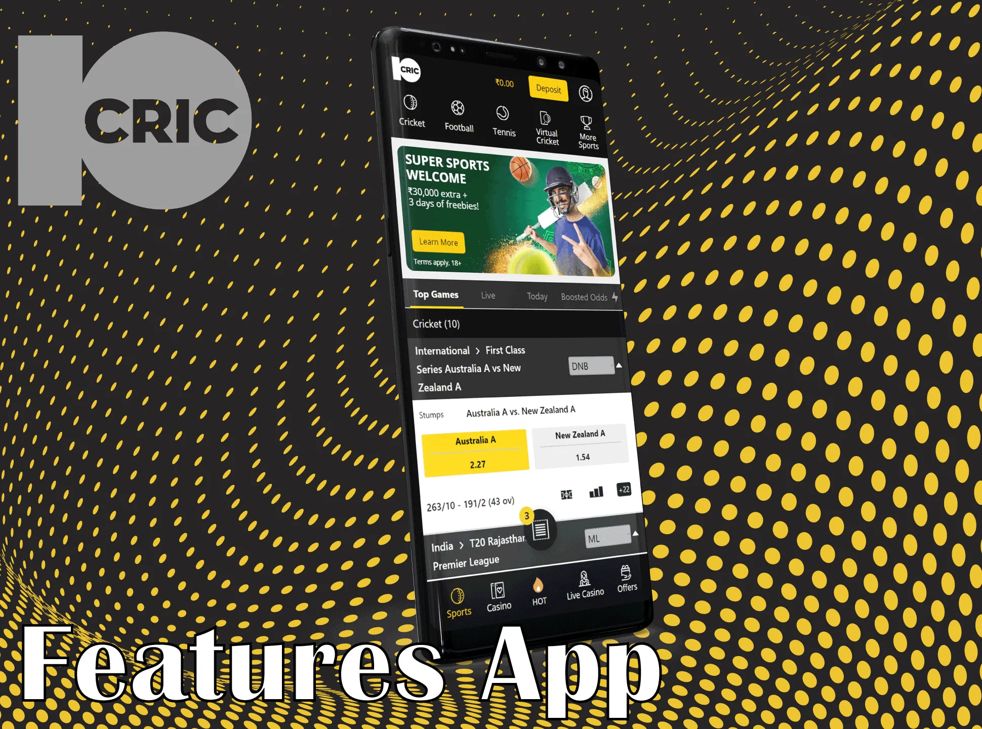 All of these features help you betting and win real money in the 10cric mobile app.