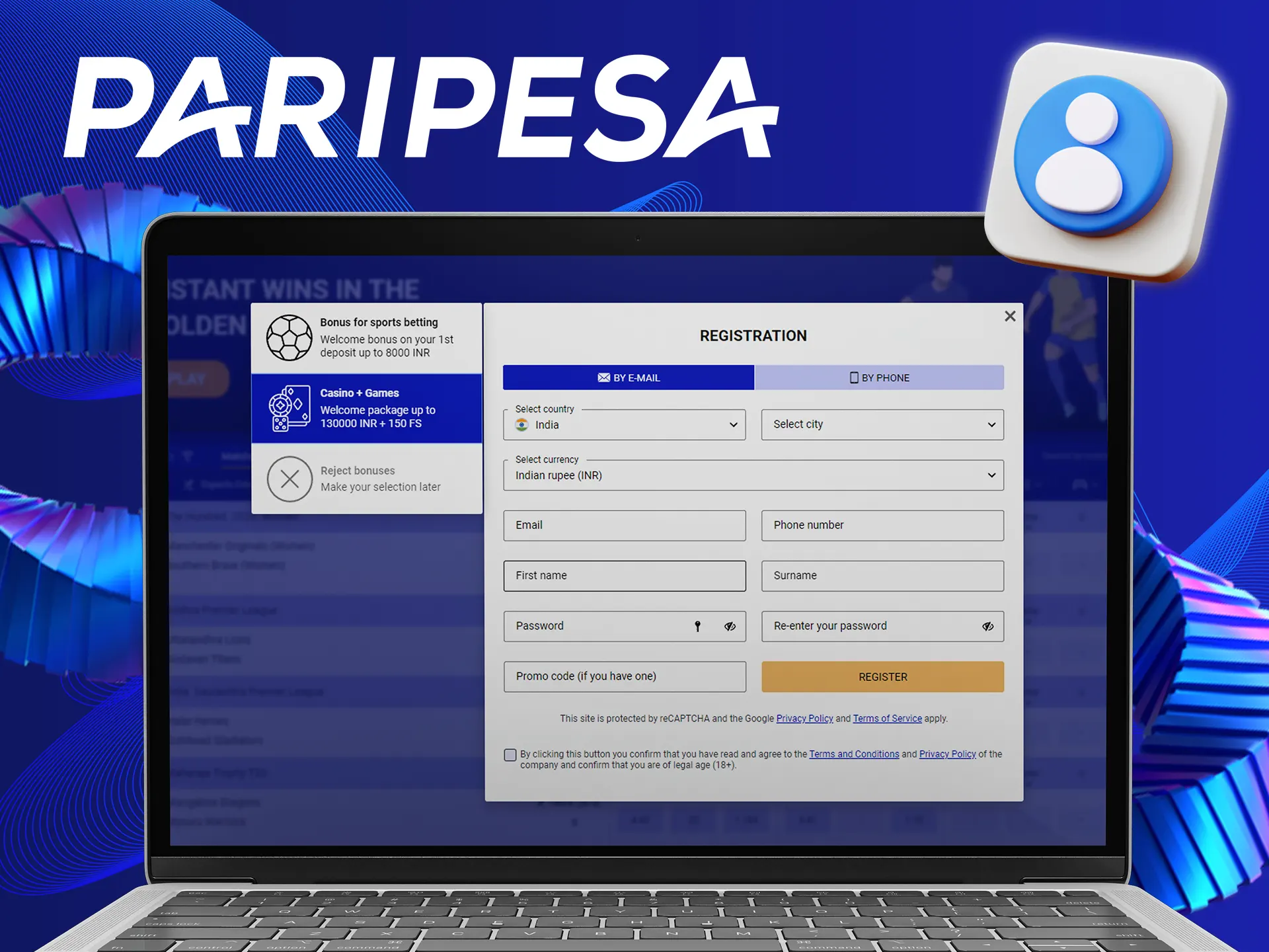 Fill in all of the required fields for making a new Paripesa account.