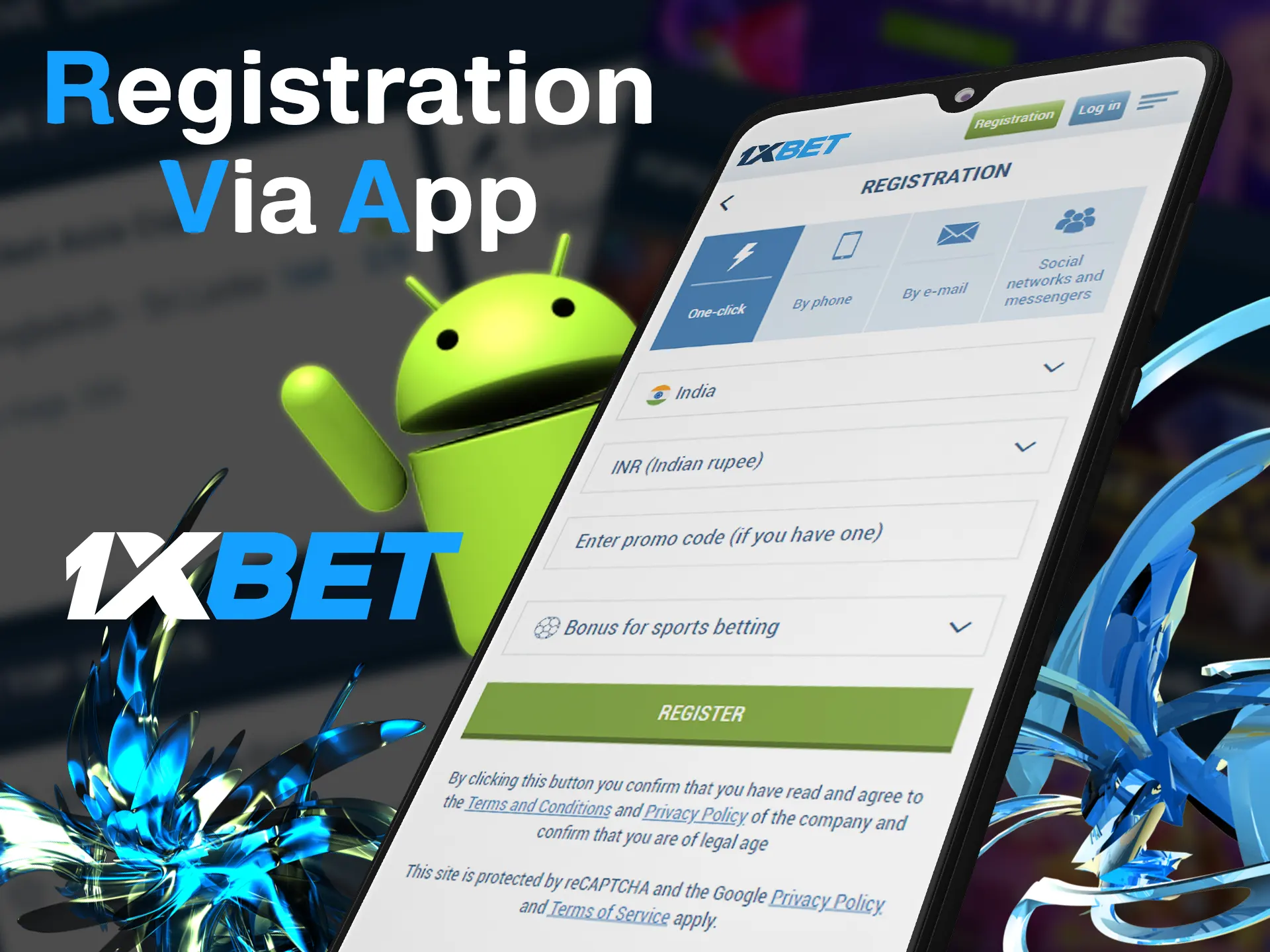 Use the 1xbet app to make a new account.