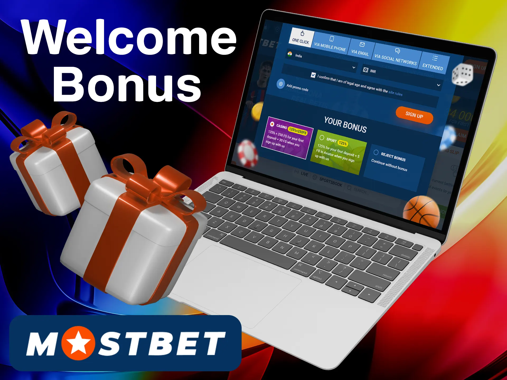 Claim your Mostbet welcome bonus after making a new account.