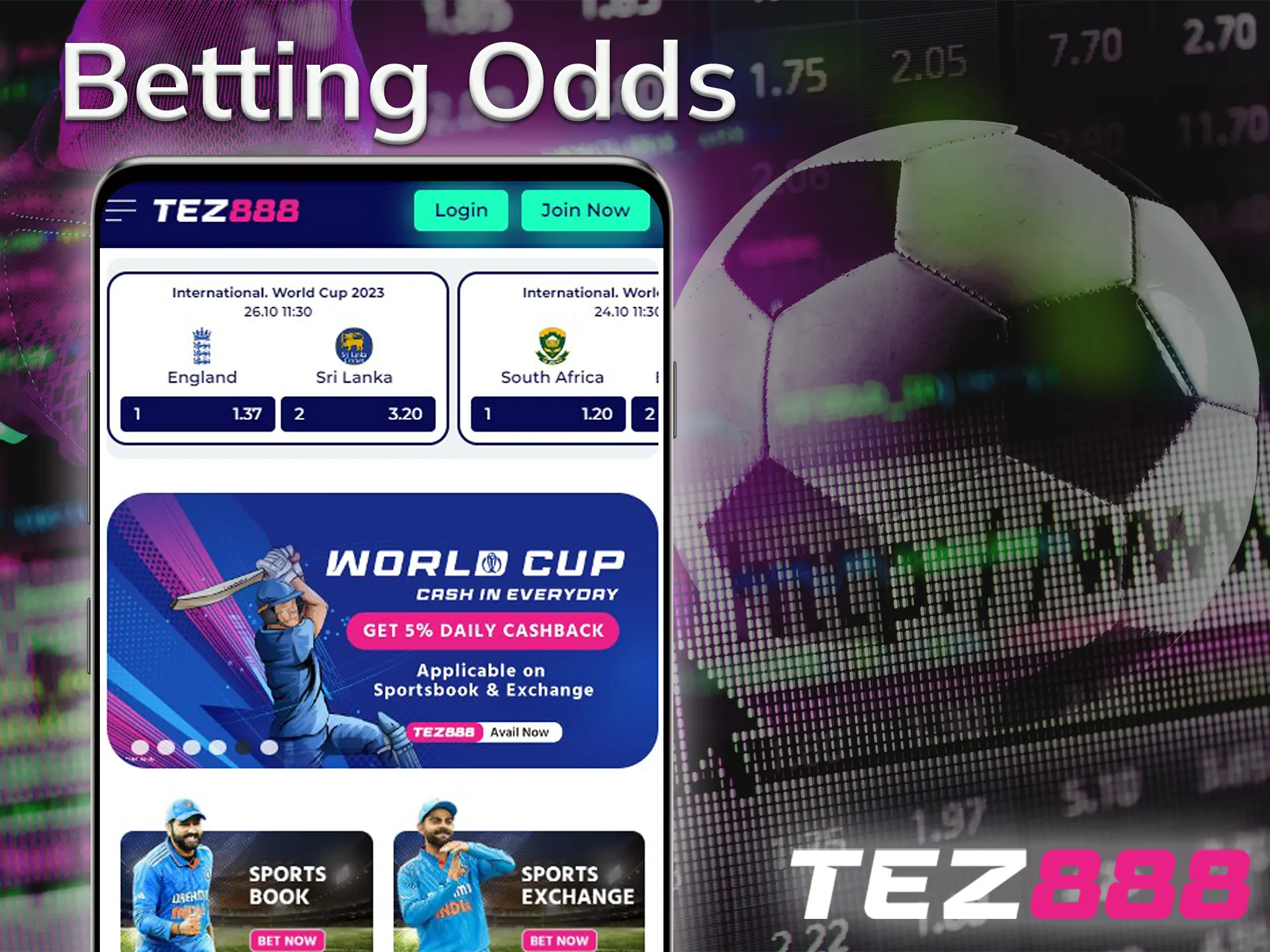The higher the odds, the more money you can win at tez888.