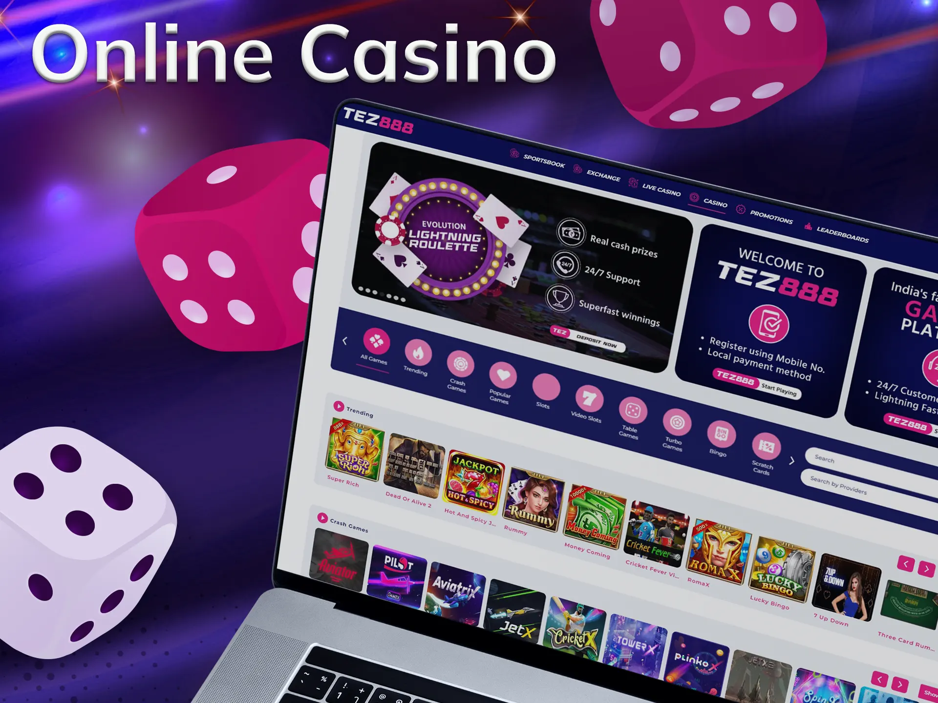 Play casino games at tez888.