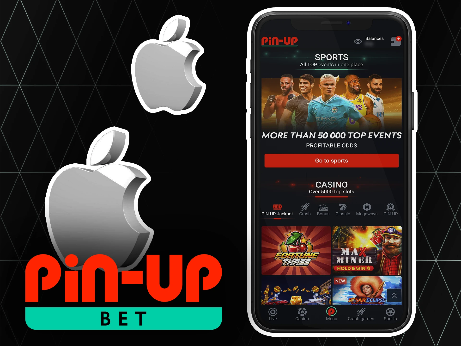 Install the Pin-Up app for iOS and bet anytime from anywhere.