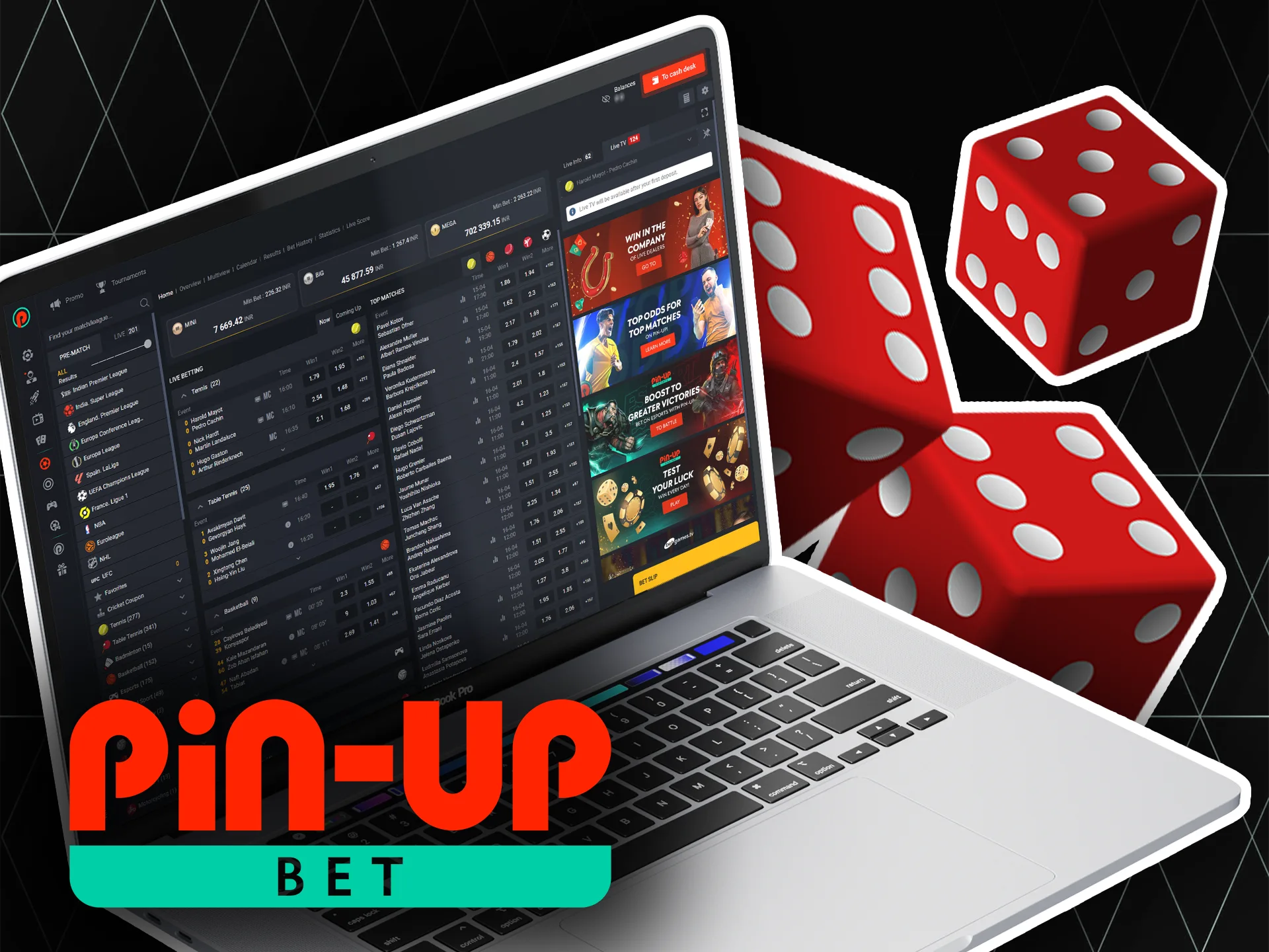 Log in to your Pin-Up account, choose a sports event and place a bet on your favorite player or team.