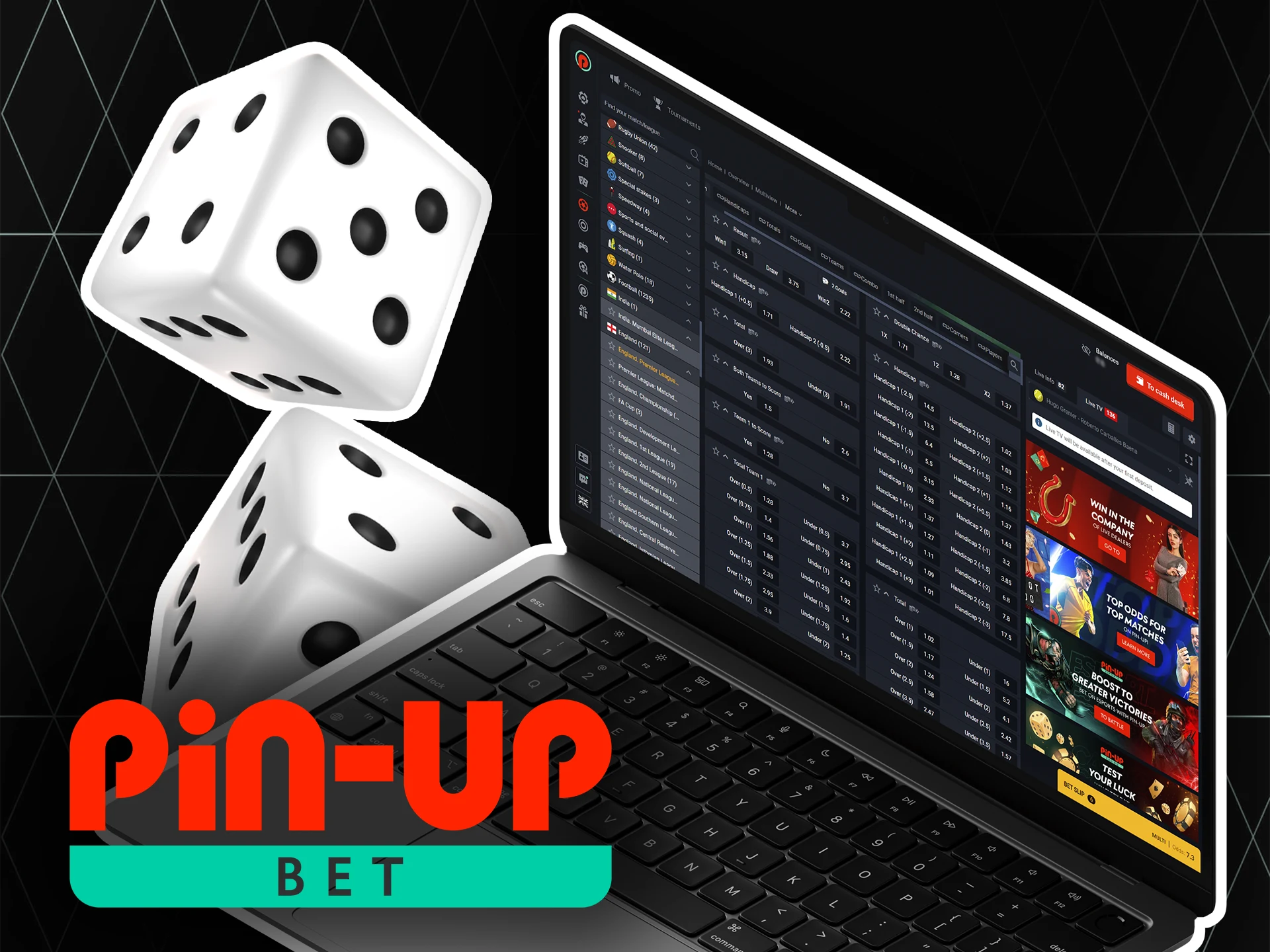 Pin-Up offers various markets for sports betting.