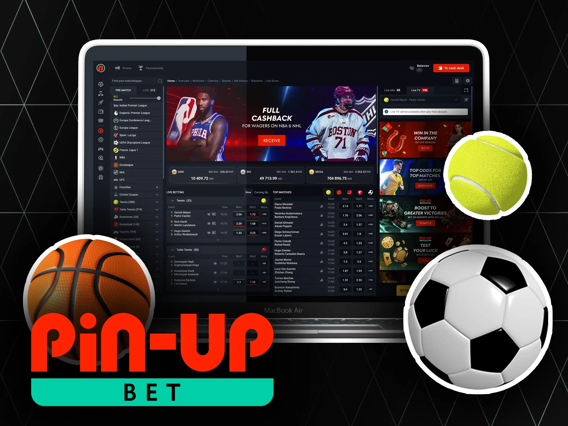 You can also place bets on other different sports, such as football, tennis, basketball and other at Pin-Up.