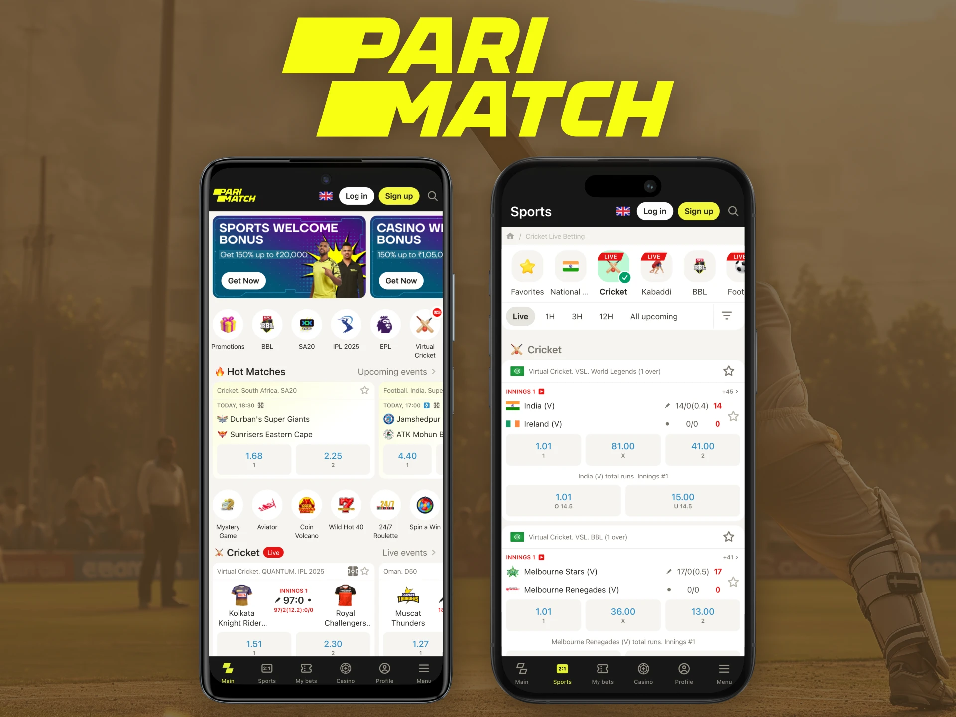 The Parimatch app is one of the best for cricket betting.