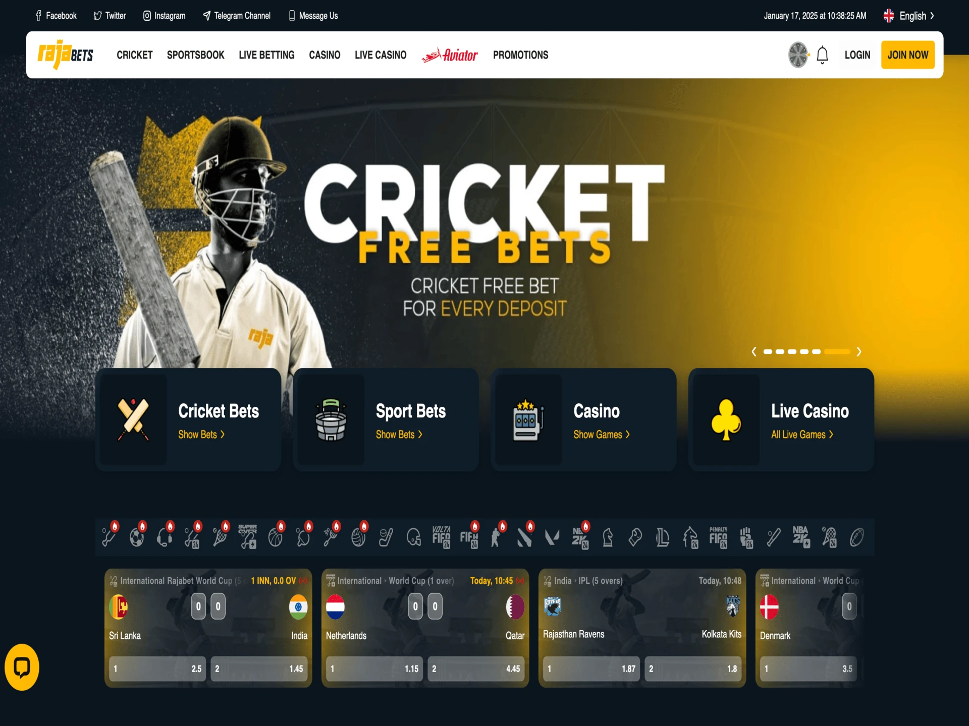 Rajabets site provides a high level of cricket betting.